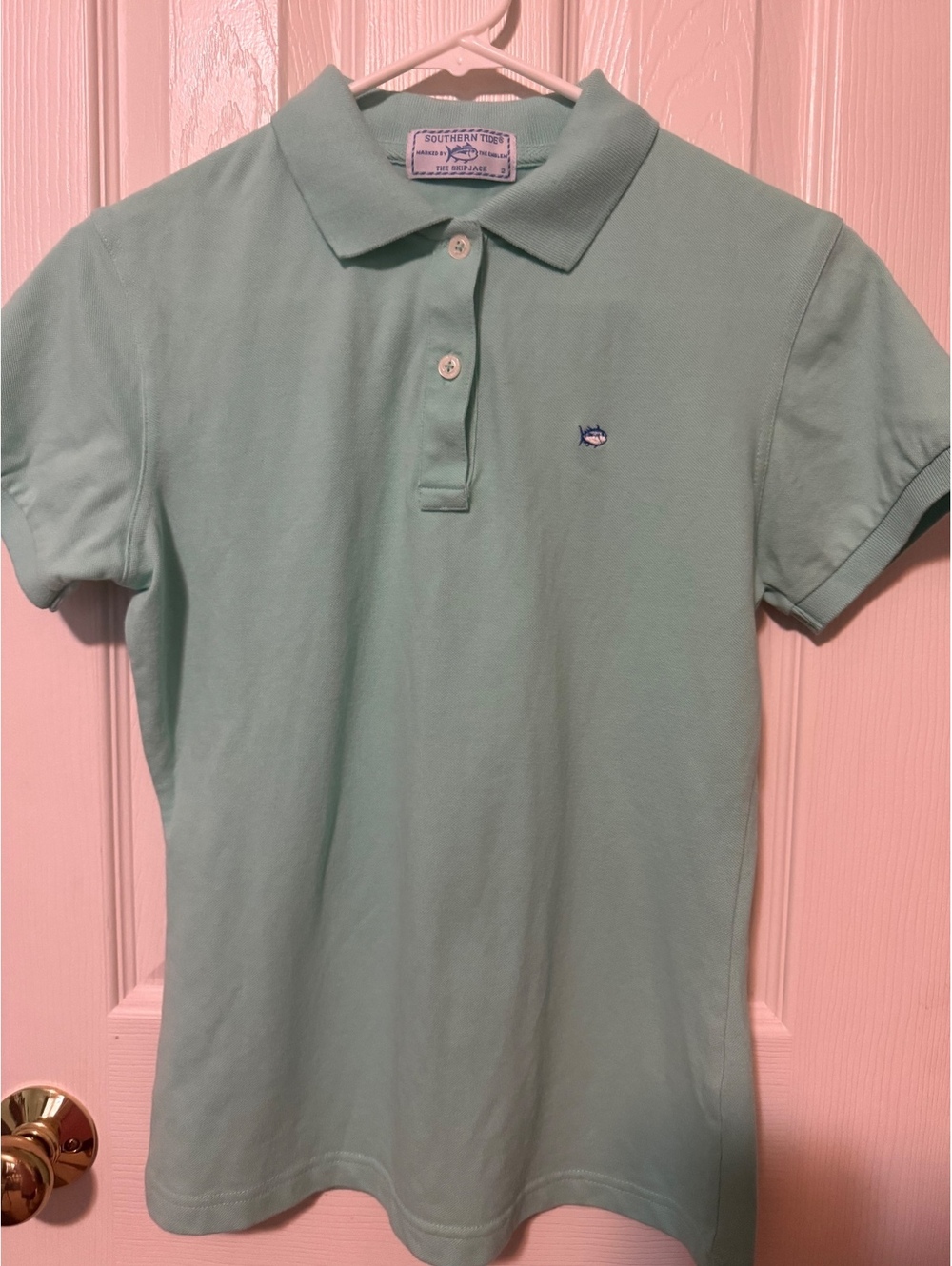 Southern Tide Women's Light Green Polo Shirt Size 2